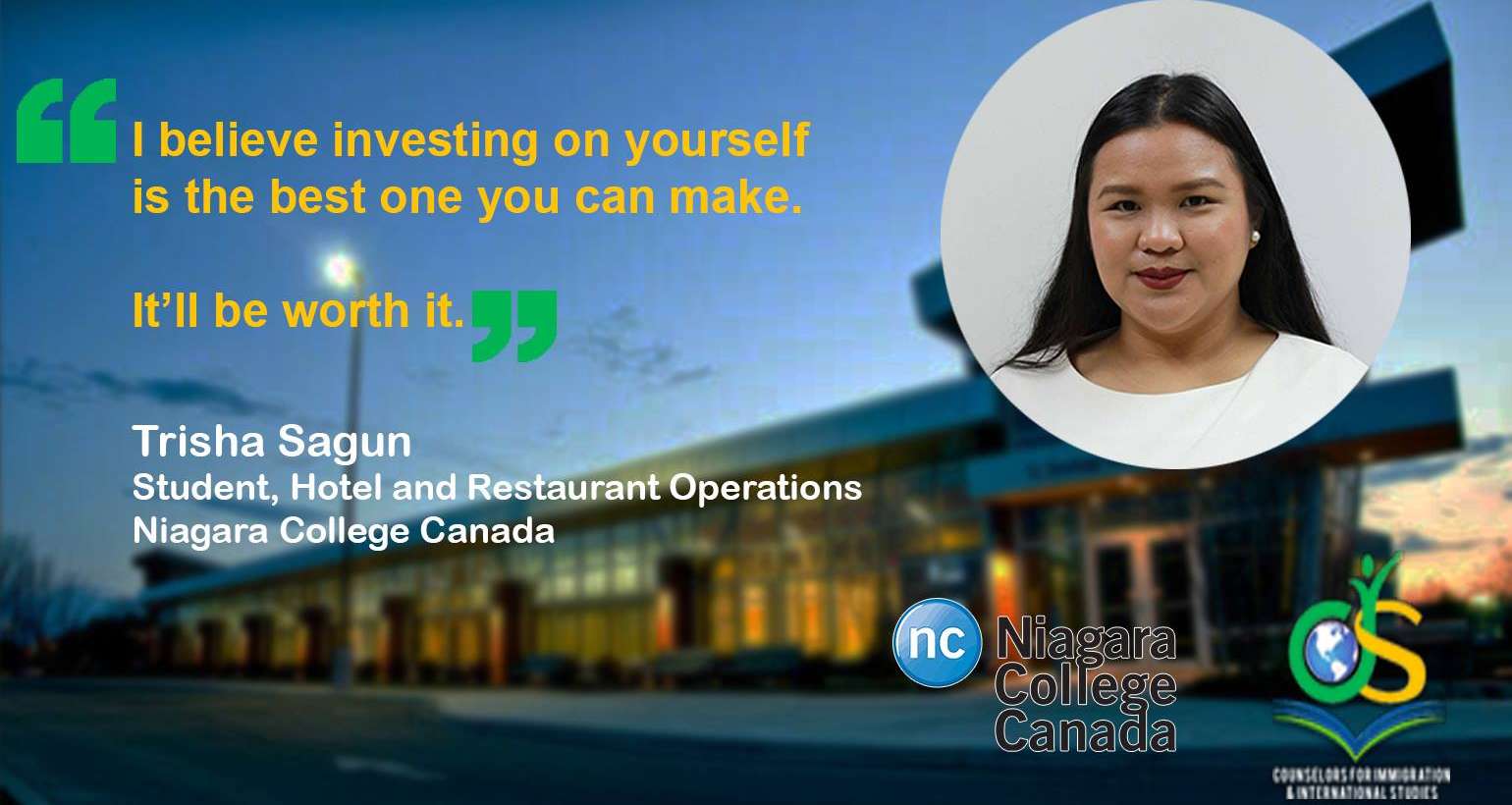 Our students abroad | Trisha Sagun, Niagara College Canada